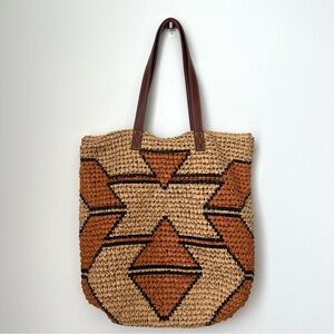 Straw Tote Bag by Marks and Spencer Brown and Tan Purse
